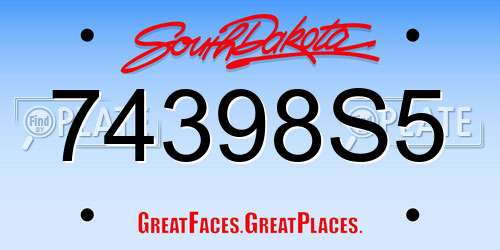 74398S5 South Dakota License Plate