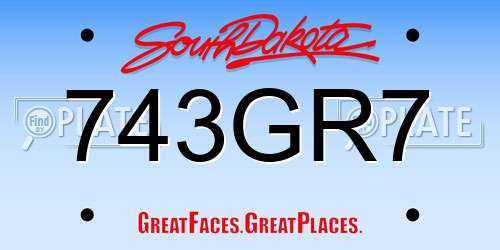 743GR7 South Dakota License Plate