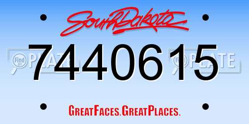 7440615 South Dakota License Plate