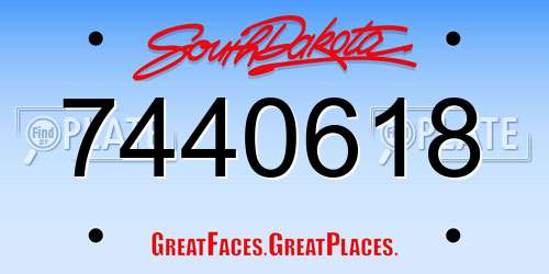 7440618 South Dakota License Plate