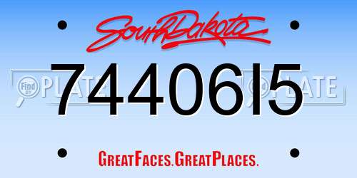 74406I5 South Dakota License Plate
