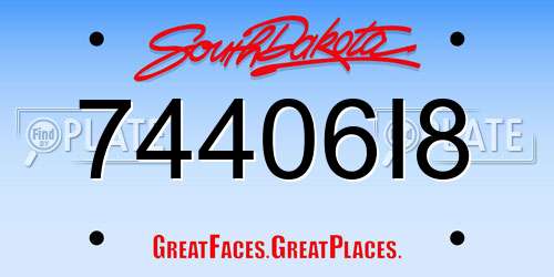 74406I8 South Dakota License Plate