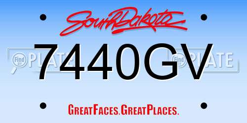 7440GV South Dakota License Plate