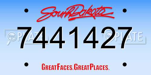7441427 South Dakota License Plate