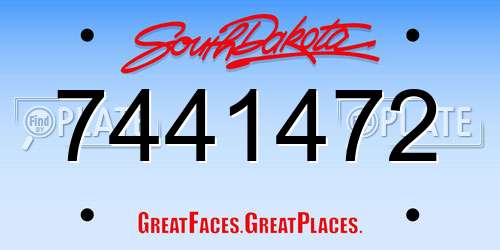 7441472 South Dakota License Plate