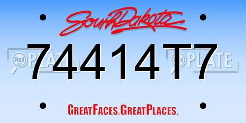 74414T7 South Dakota License Plate