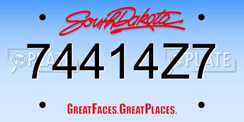 74414Z7 South Dakota License Plate