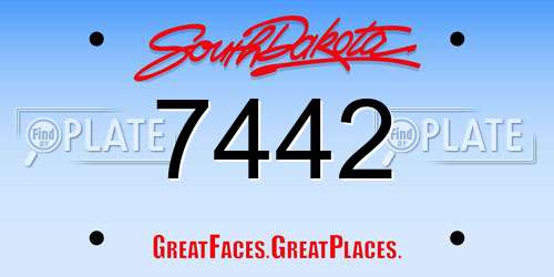 7442 South Dakota License Plate