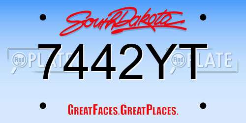 7442YT South Dakota License Plate