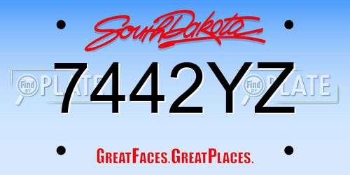 7442YZ South Dakota License Plate