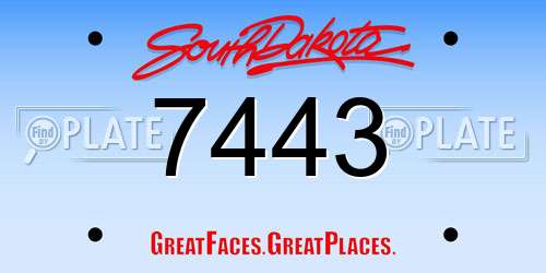 7443 South Dakota License Plate