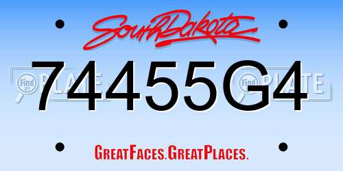 74455G4 South Dakota License Plate