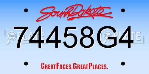 74458G4 South Dakota License Plate
