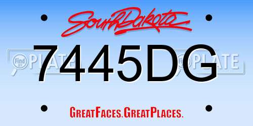 7445DG South Dakota License Plate