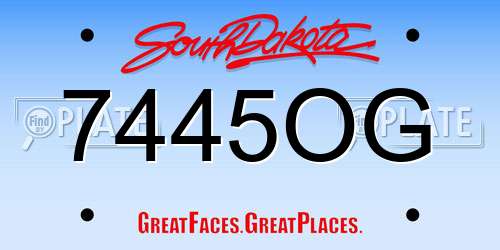 7445OG South Dakota License Plate