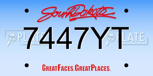 7447YT South Dakota License Plate