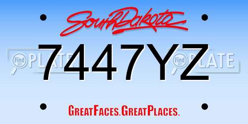 7447YZ South Dakota License Plate