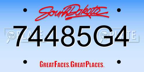 74485G4 South Dakota License Plate