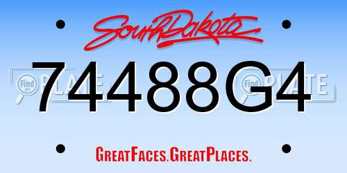 74488G4 South Dakota License Plate