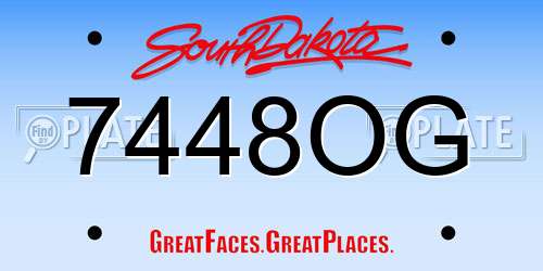 7448OG South Dakota License Plate