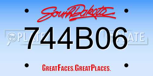 744B06 South Dakota License Plate