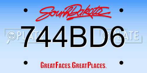 744BD6 South Dakota License Plate
