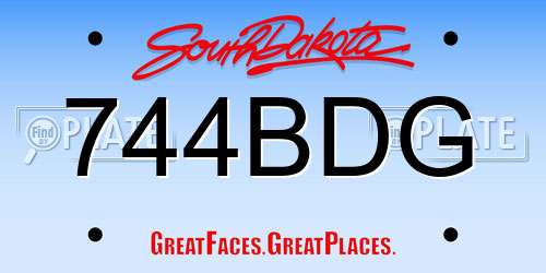 744BDG South Dakota License Plate