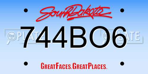 744BO6 South Dakota License Plate