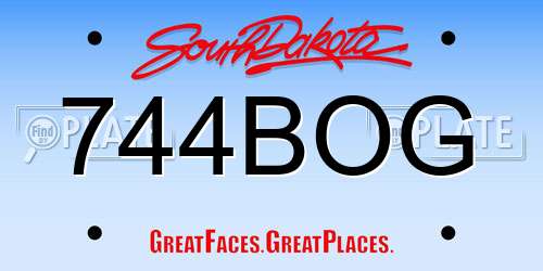 744BOG South Dakota License Plate