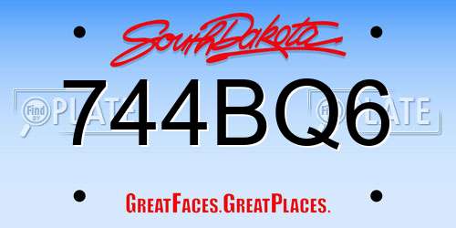 744BQ6 South Dakota License Plate