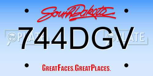744DGV South Dakota License Plate