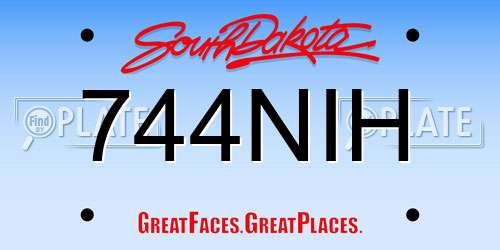 744NIH South Dakota License Plate