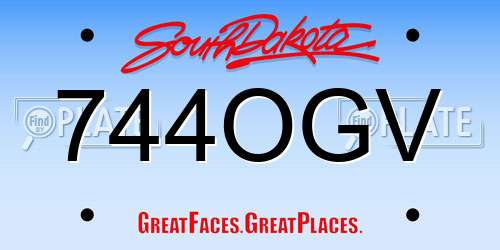 744OGV South Dakota License Plate