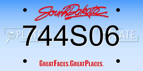 744S06 South Dakota License Plate