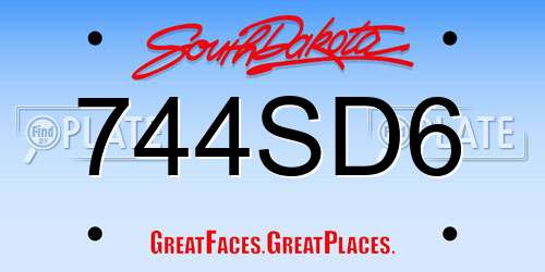 744SD6 South Dakota License Plate