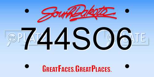 744SO6 South Dakota License Plate
