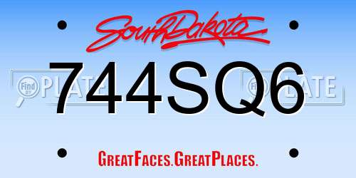 744SQ6 South Dakota License Plate