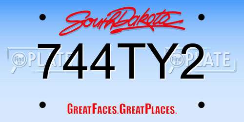 744TY2 South Dakota License Plate