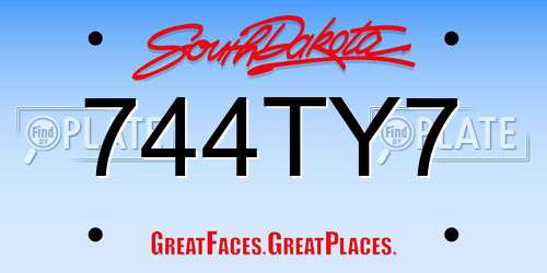 744TY7 South Dakota License Plate