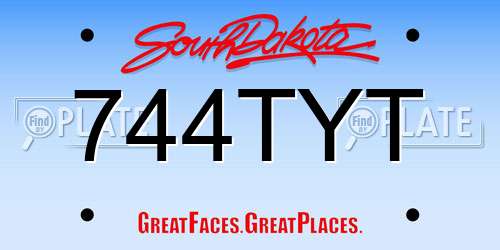 744TYT South Dakota License Plate