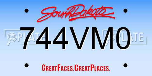 744VM0 South Dakota License Plate
