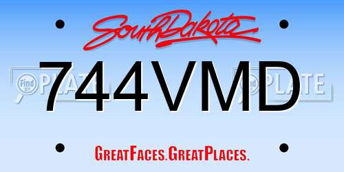 744VMD South Dakota License Plate