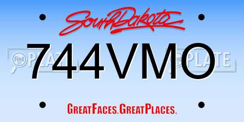 744VMO South Dakota License Plate