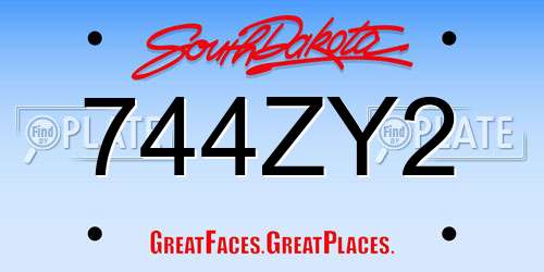 744ZY2 South Dakota License Plate