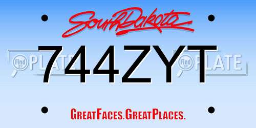 744ZYT South Dakota License Plate