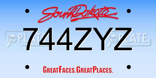744ZYZ South Dakota License Plate