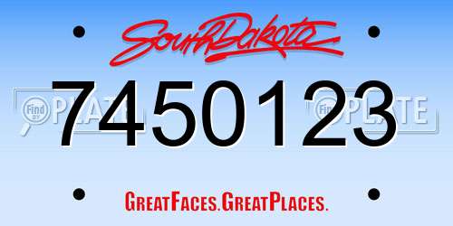 7450123 South Dakota License Plate