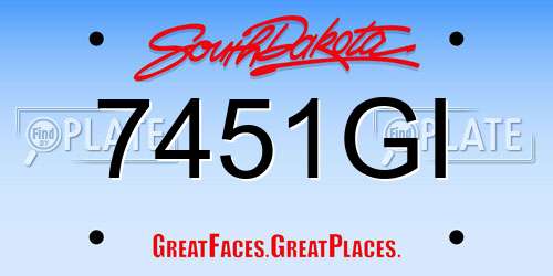 7451GI South Dakota License Plate