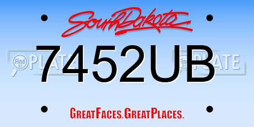 7452UB South Dakota License Plate