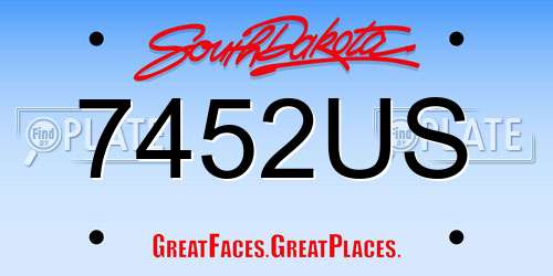 7452US South Dakota License Plate